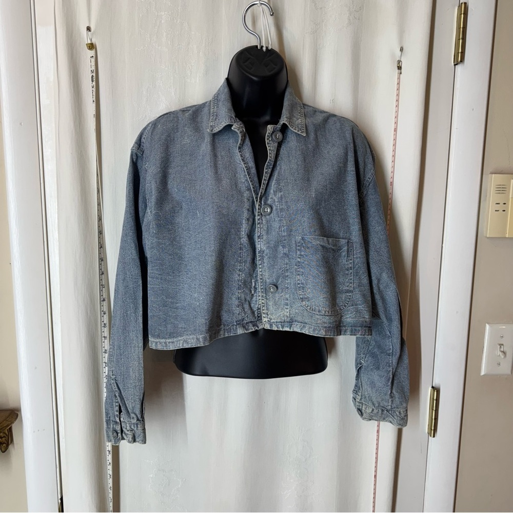 Vintage Women's Calvin Klein Cropped Acid Washed Jacket